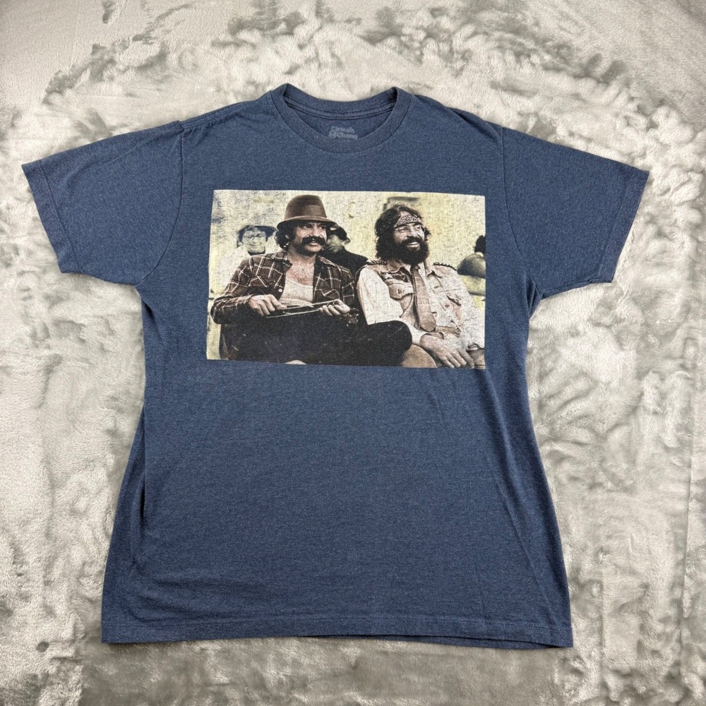 Cheech & Chong Graphic T-Shirt Mens Medium Blue Heather Short Sleeve Unisex Tee
